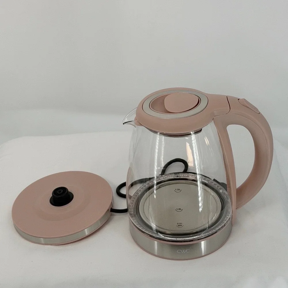 CWC Electric Glass Kettle 1.8L Pink Stainless Steel CGLSK2 1200W New Chic 104-47